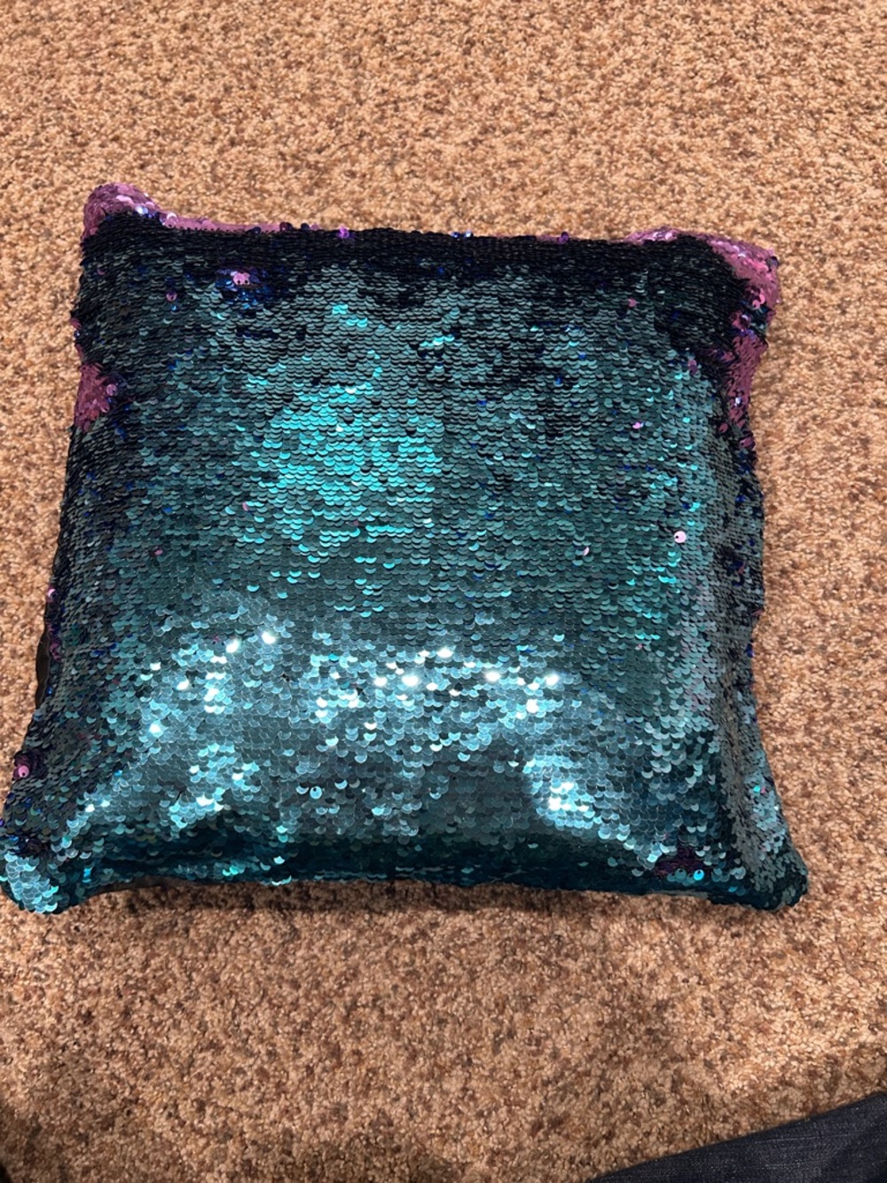 Sequin Flip Mermaid Pillow Cover - Teal & Purple